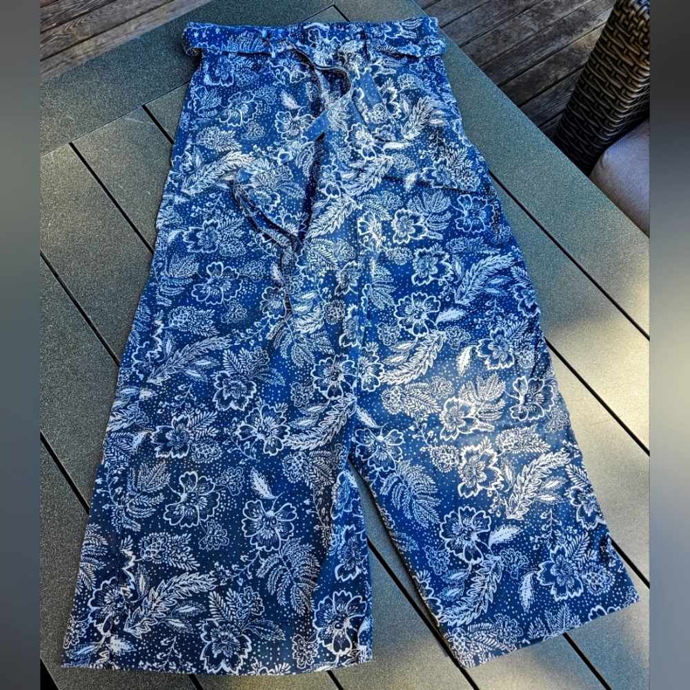 Joie blue patterned lyocell pants